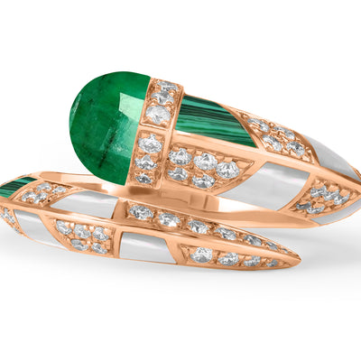 ARTISTRY Rose Gold Emerald Diamond Ring