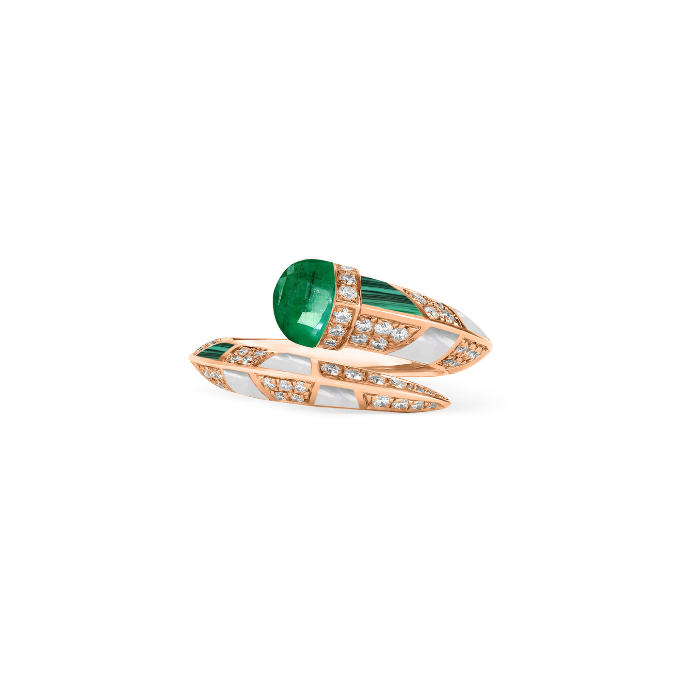 ARTISTRY Rose Gold Emerald Diamond Ring