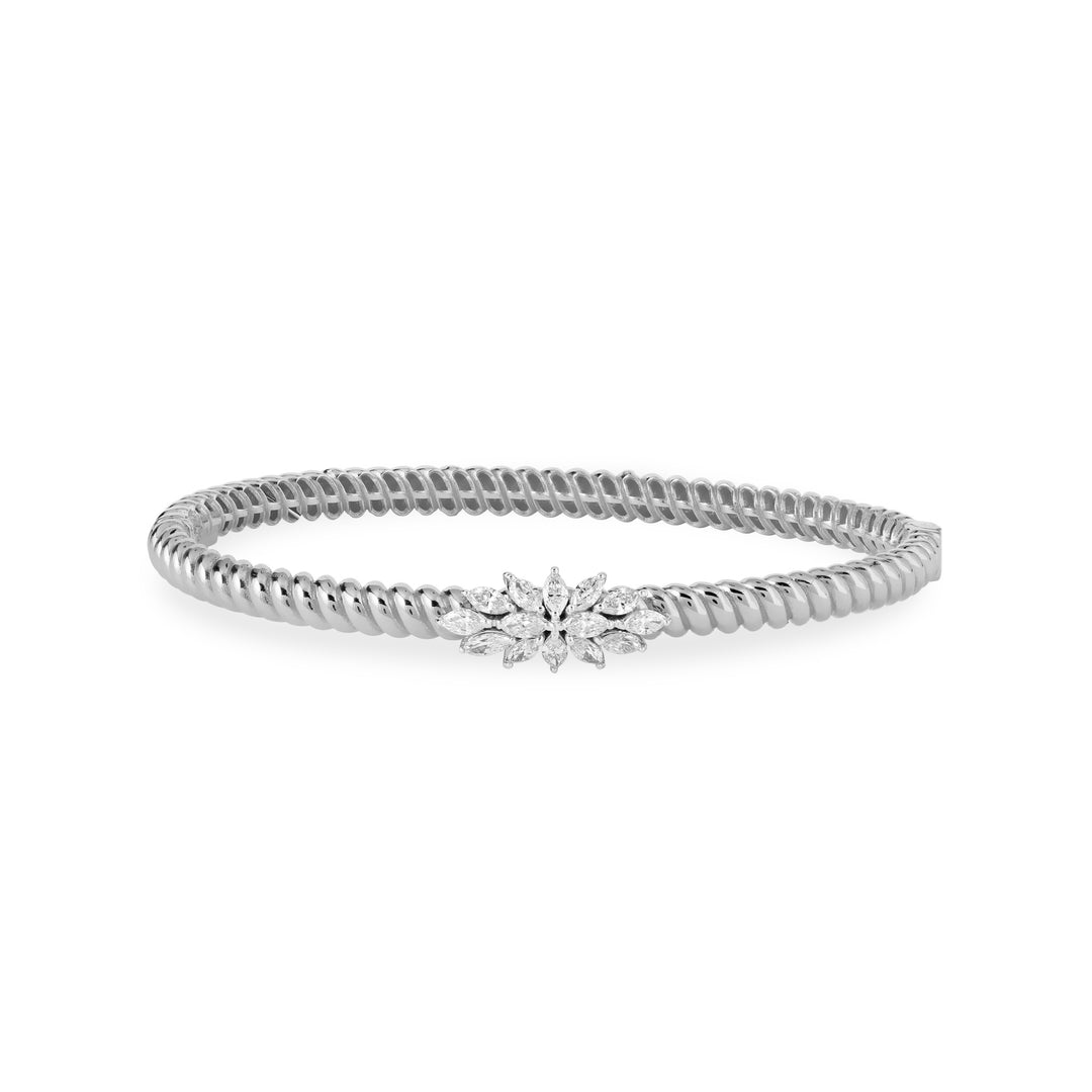 Lucien Jolie Twisted white Gold Diamond Bangle
