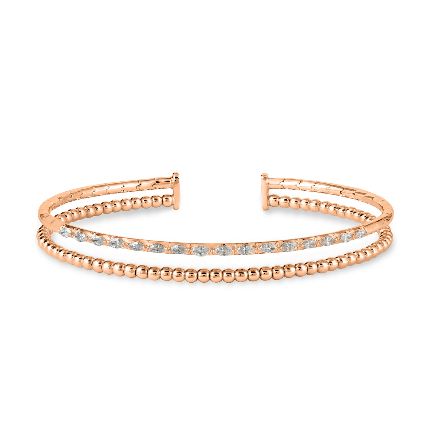 Lucien Rose Gold Diamond and Bubble Bangle