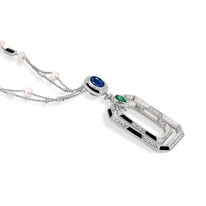 Necklace in 18K gold with blue sapphire