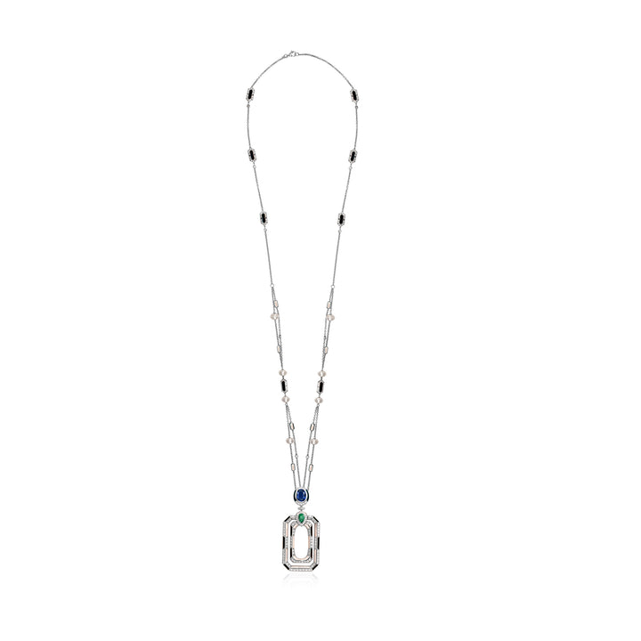 Necklace in 18K gold with blue sapphire