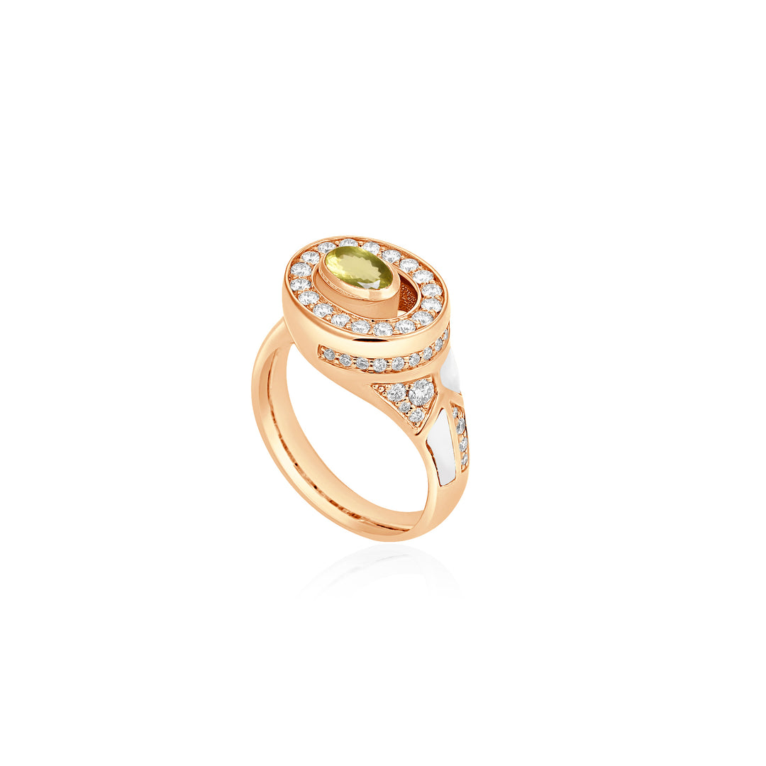 D' OPRAH Rose Gold Diamond Ring natural citrine