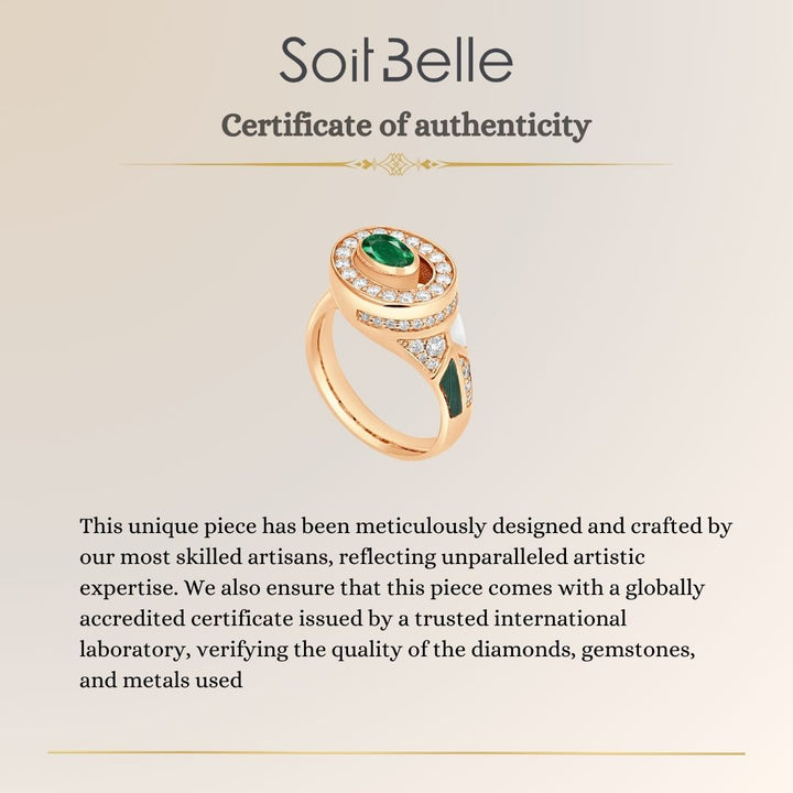 18K rose gold ring with natural emerald