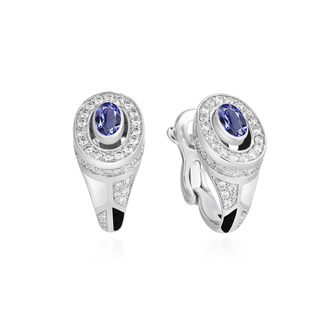 D' OPRAH White Gold Diamond Earring natural tanznite