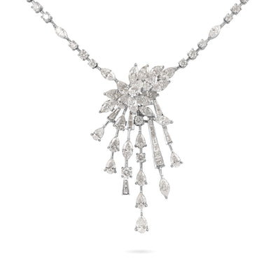 White Gold Crown Diamond Necklace