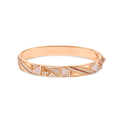 VISTA Rose Gold Diamond Bangle With Natural Mather of pearl