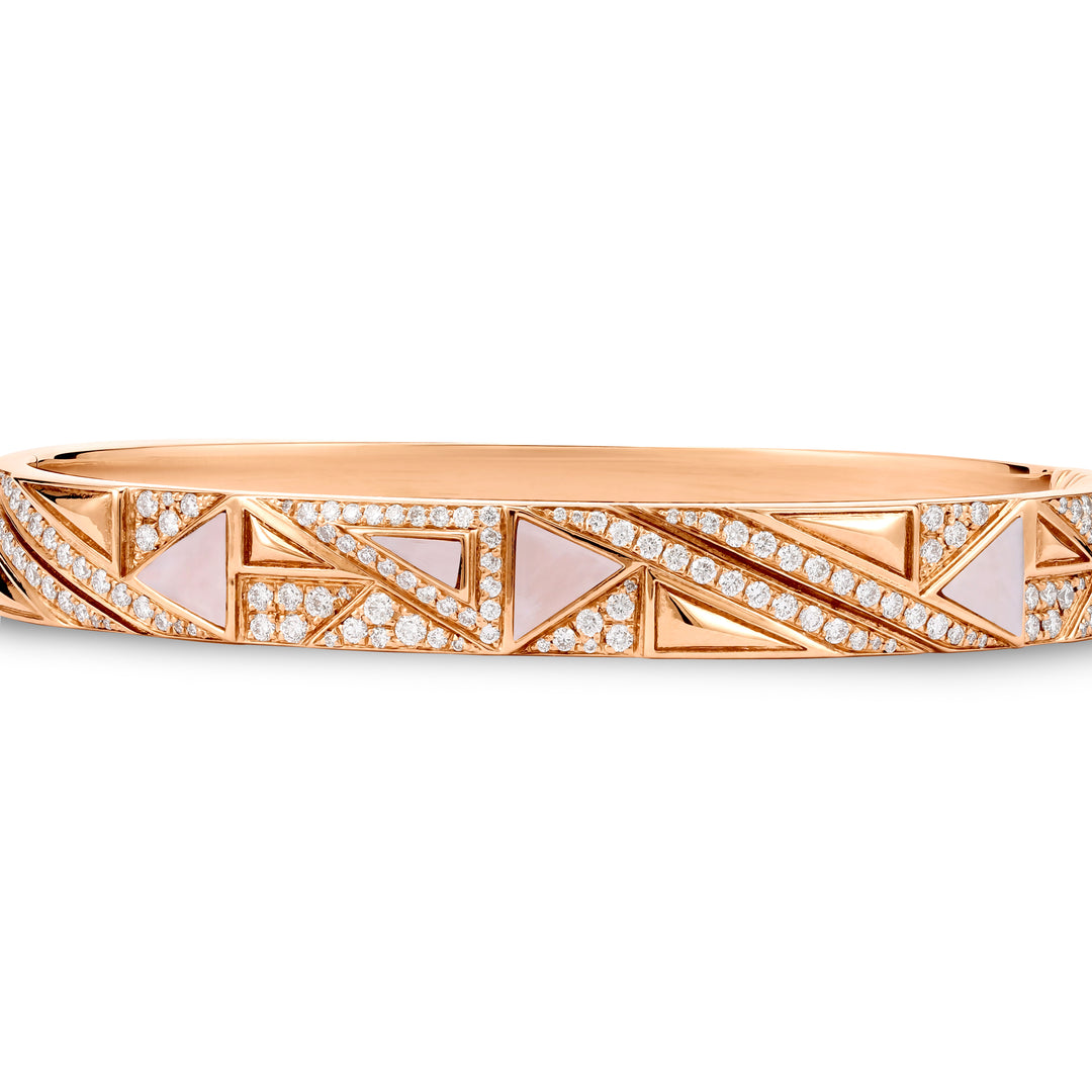 VISTA Rose Gold Diamond Bangle With Natural Mather of pearl