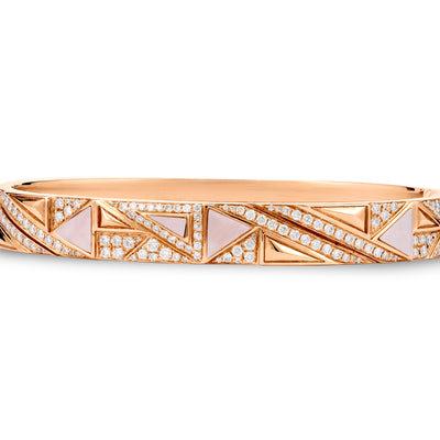 Rose Gold Diamond Bangle With Natural Mather of pearl
