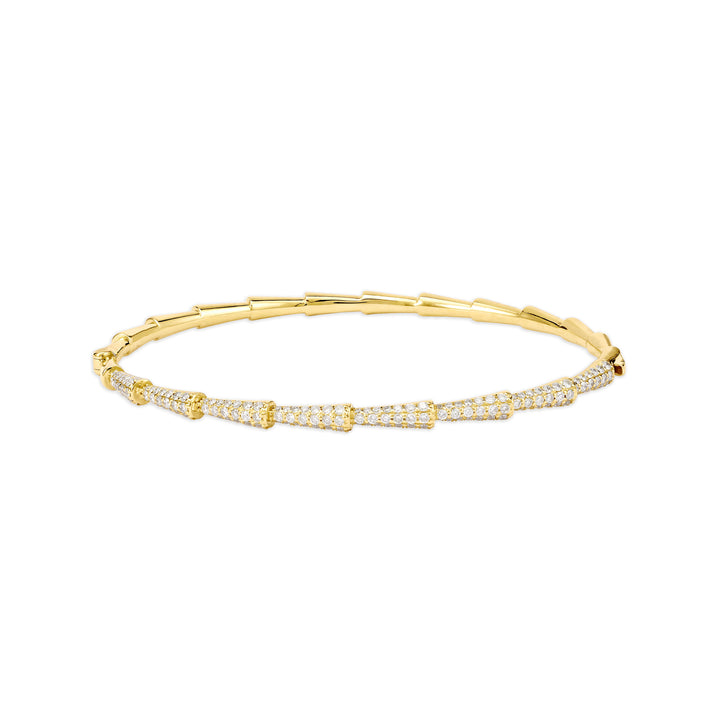 Yellow Gold Curve Line Diamond Bangle