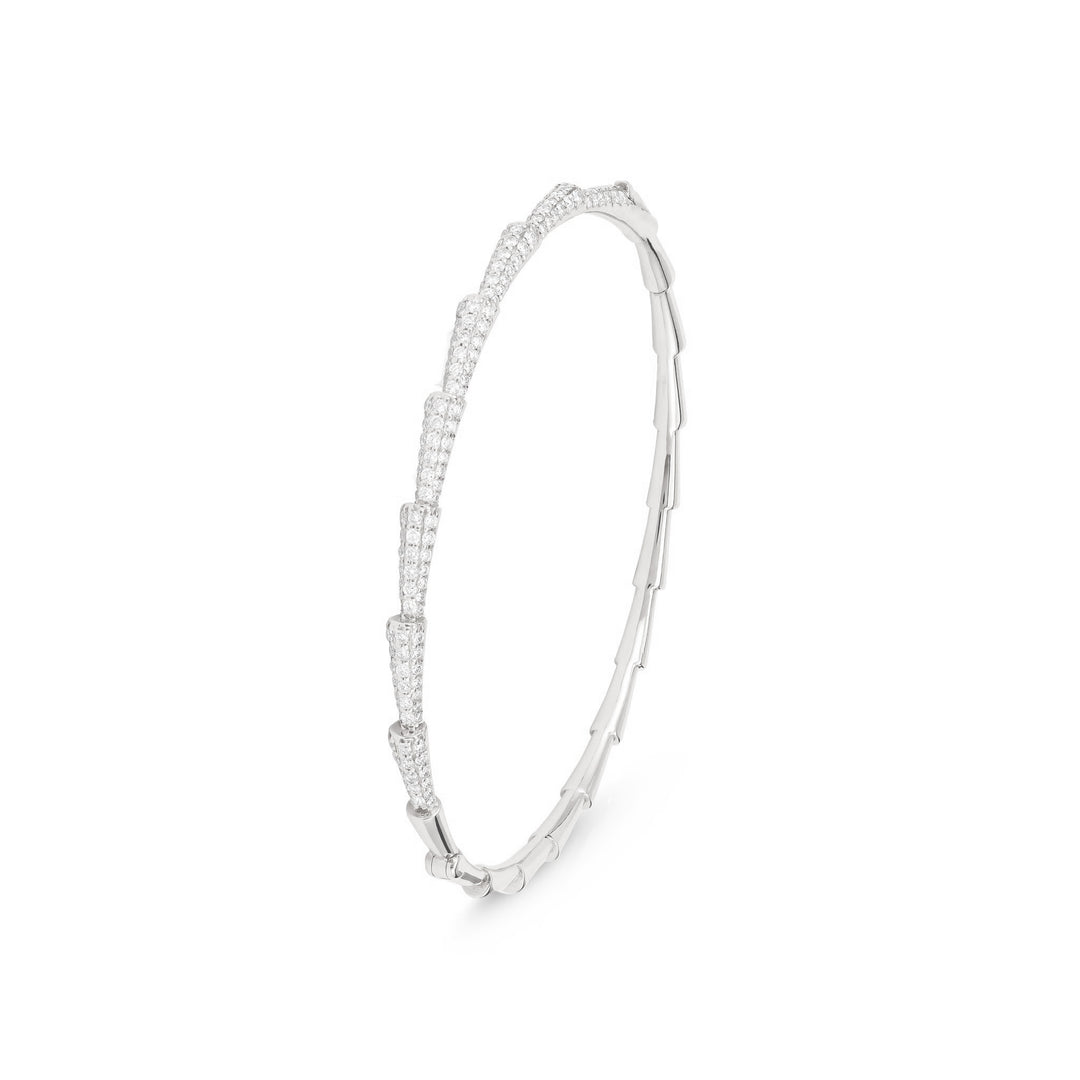 White Gold Curve Line Diamond Bangle
