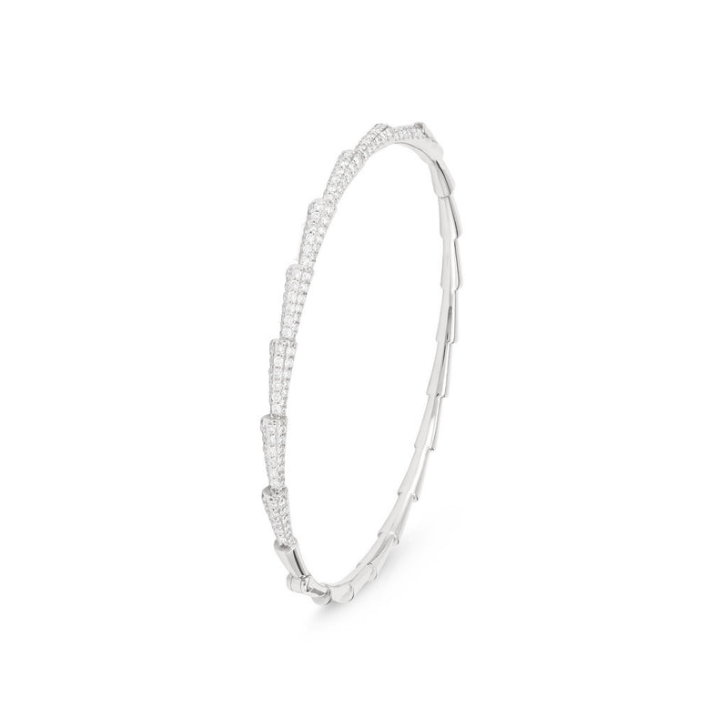 White Gold Curve Line Diamond Bangle