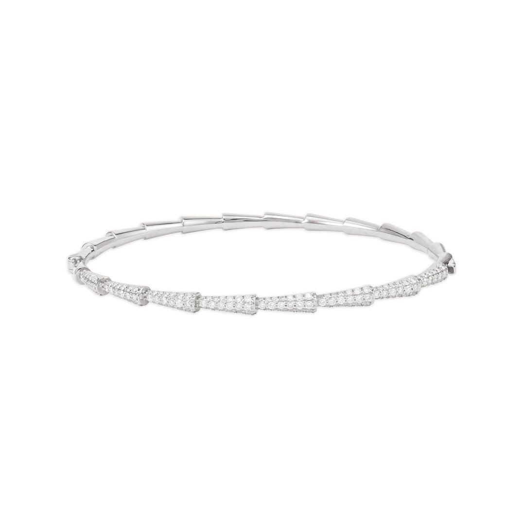 White Gold Curve Line Diamond Bangle