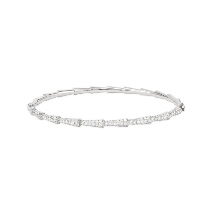 White Gold Curve Line Diamond Bangle
