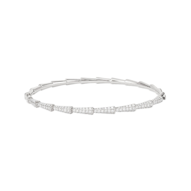 White Gold Curve Line Diamond Bangle