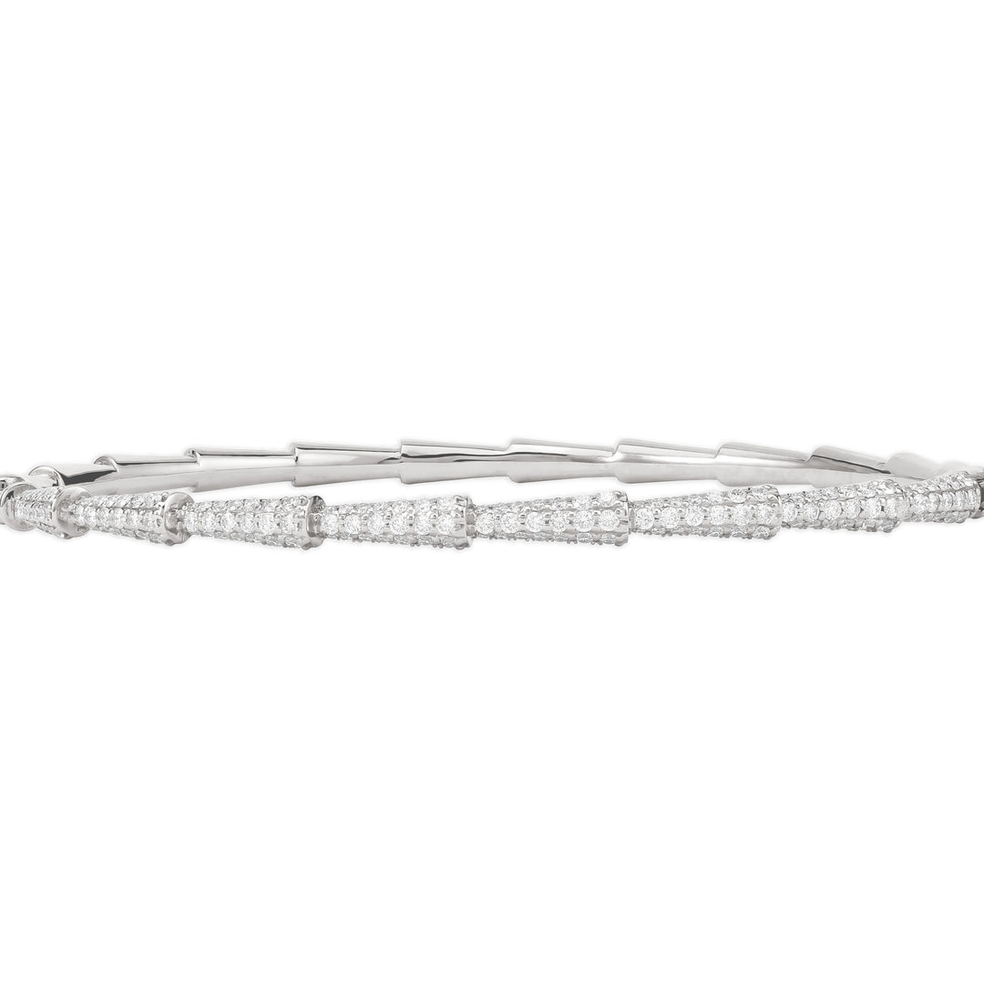 White Gold Curve Line Diamond Bangle