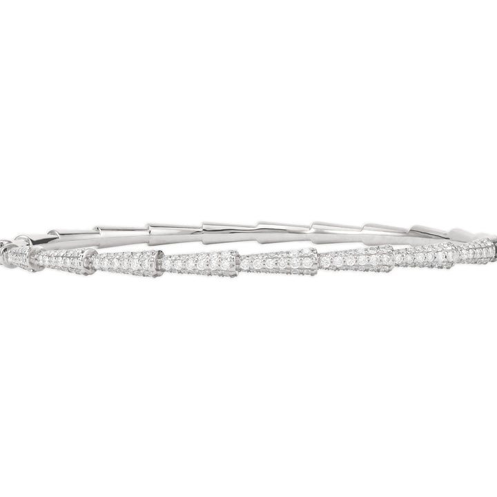 White Gold Curve Line Diamond Bangle