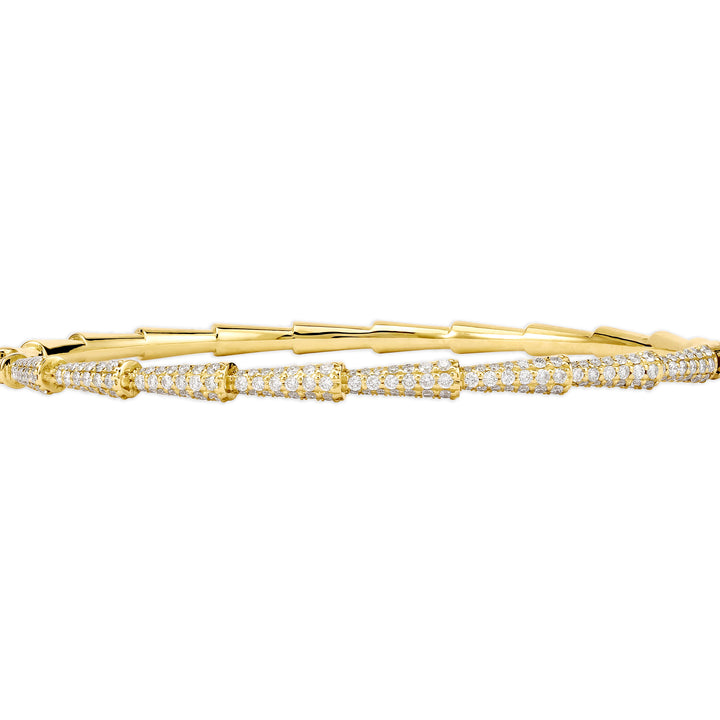 Yellow Gold Curve Line Diamond Bangle