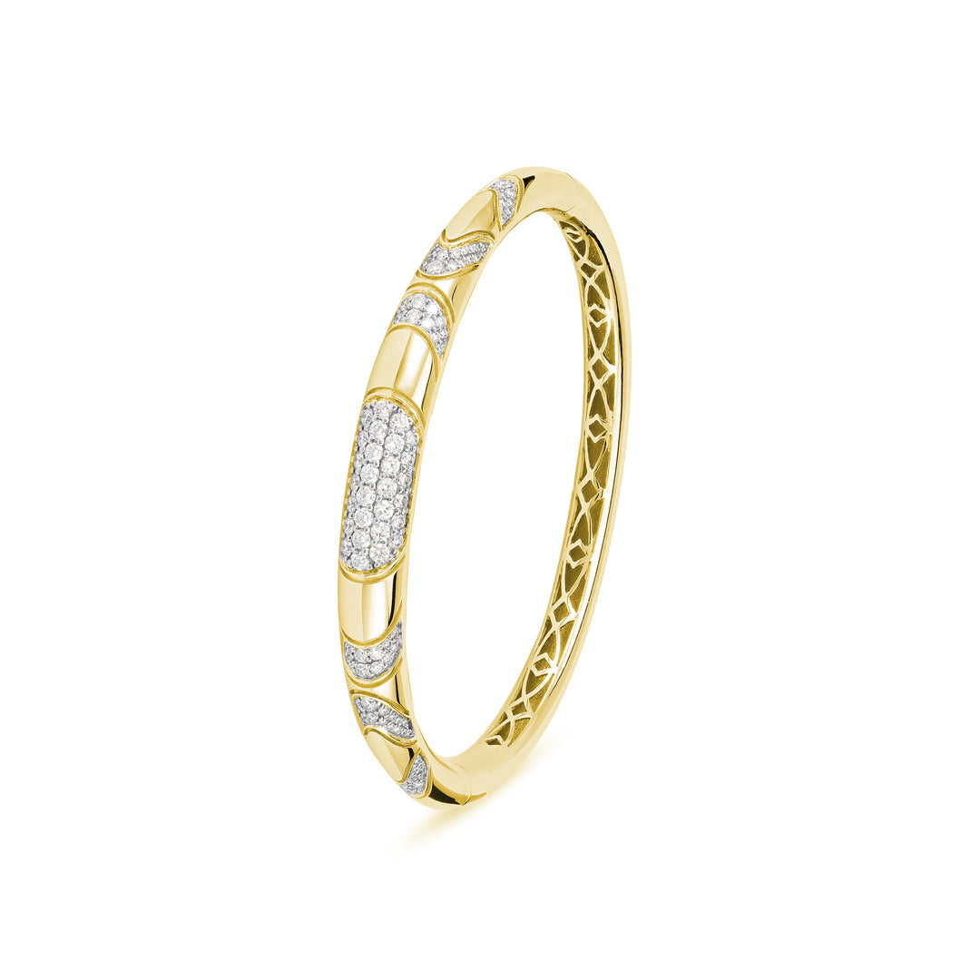 ETOILE Yellow Gold Curve Line Diamond Bangle