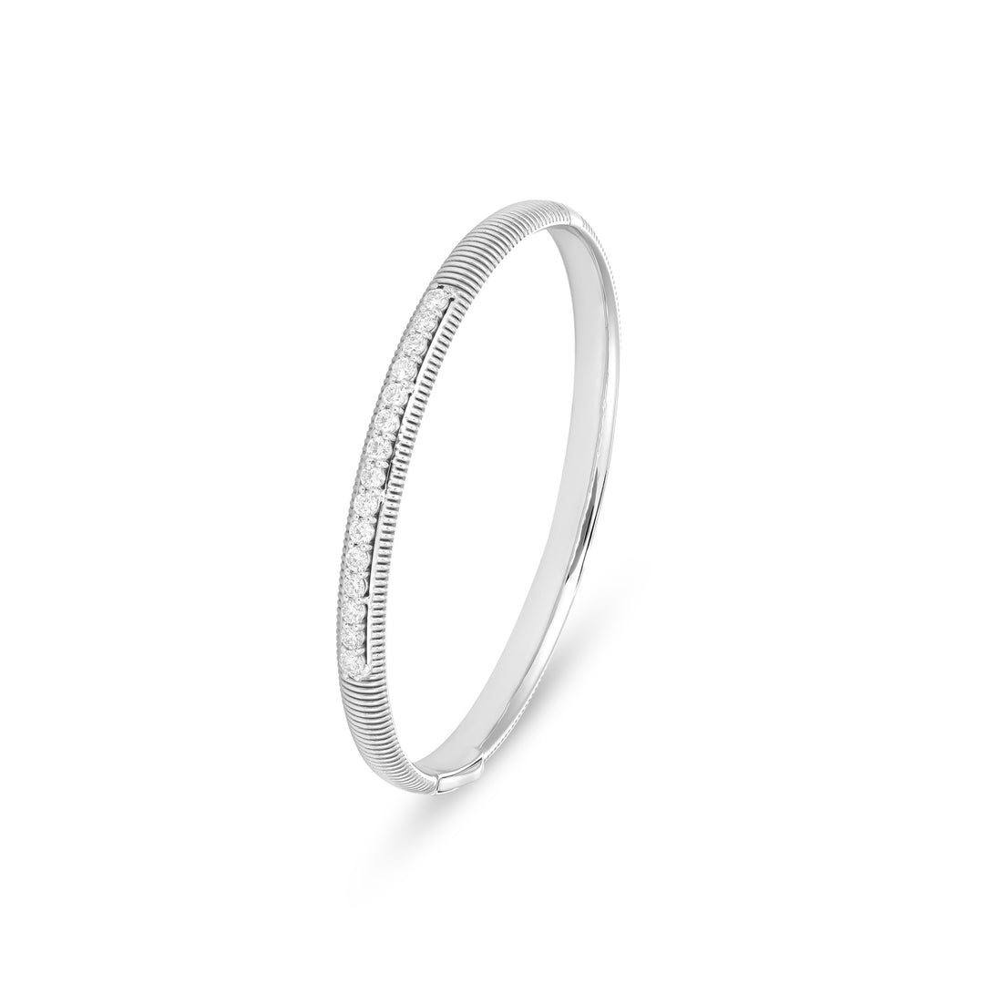 Lucien Spiral Lines white Gold Round Diamond Bangle