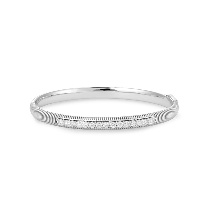 Lucien Spiral Lines white Gold Round Diamond Bangle