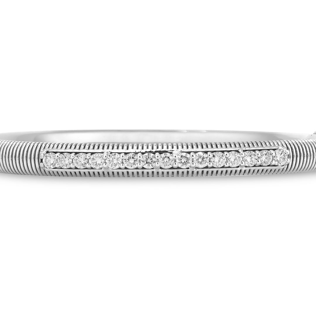 Lucien Spiral Lines white Gold Round Diamond Bangle