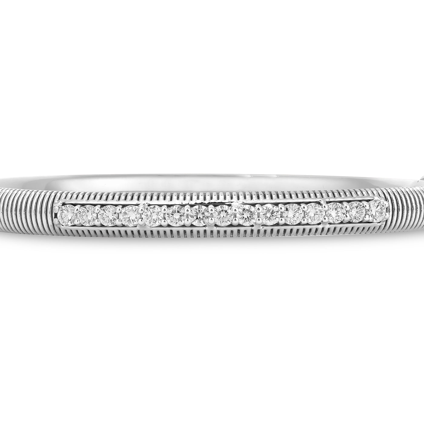 Lucien Spiral Lines white Gold Round Diamond Bangle