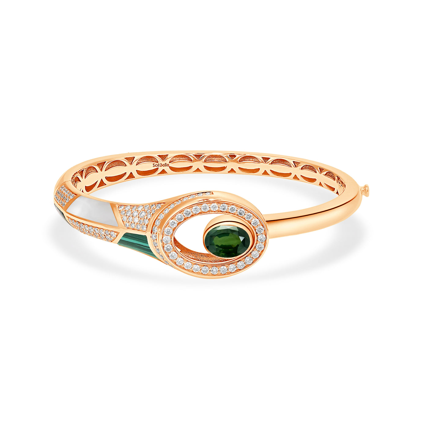 D' OPRAH Rose Gold Diamond Bangle natural Diopside