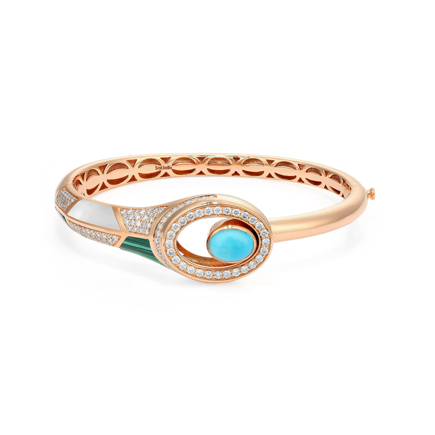 D' OPRHA Rose Gold Diamond Bangle natural turquoise