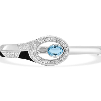 D' OPRAH White Gold Diamond Bangle natural aquamarine 