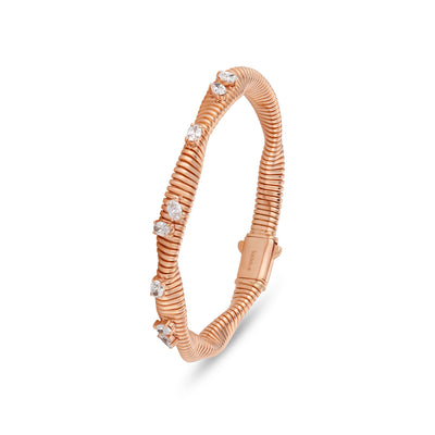 Lucien Jolie Twisted Rose Gold oval Diamond Bangle