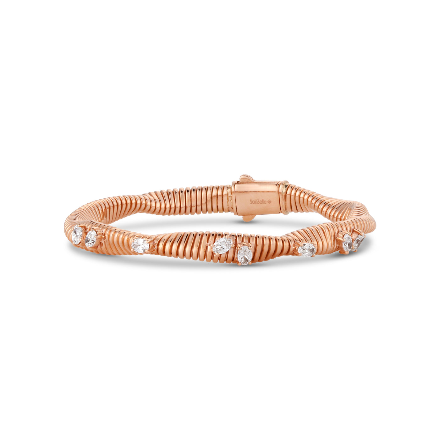 Lucien Jolie Twisted Rose Gold oval Diamond Bangle