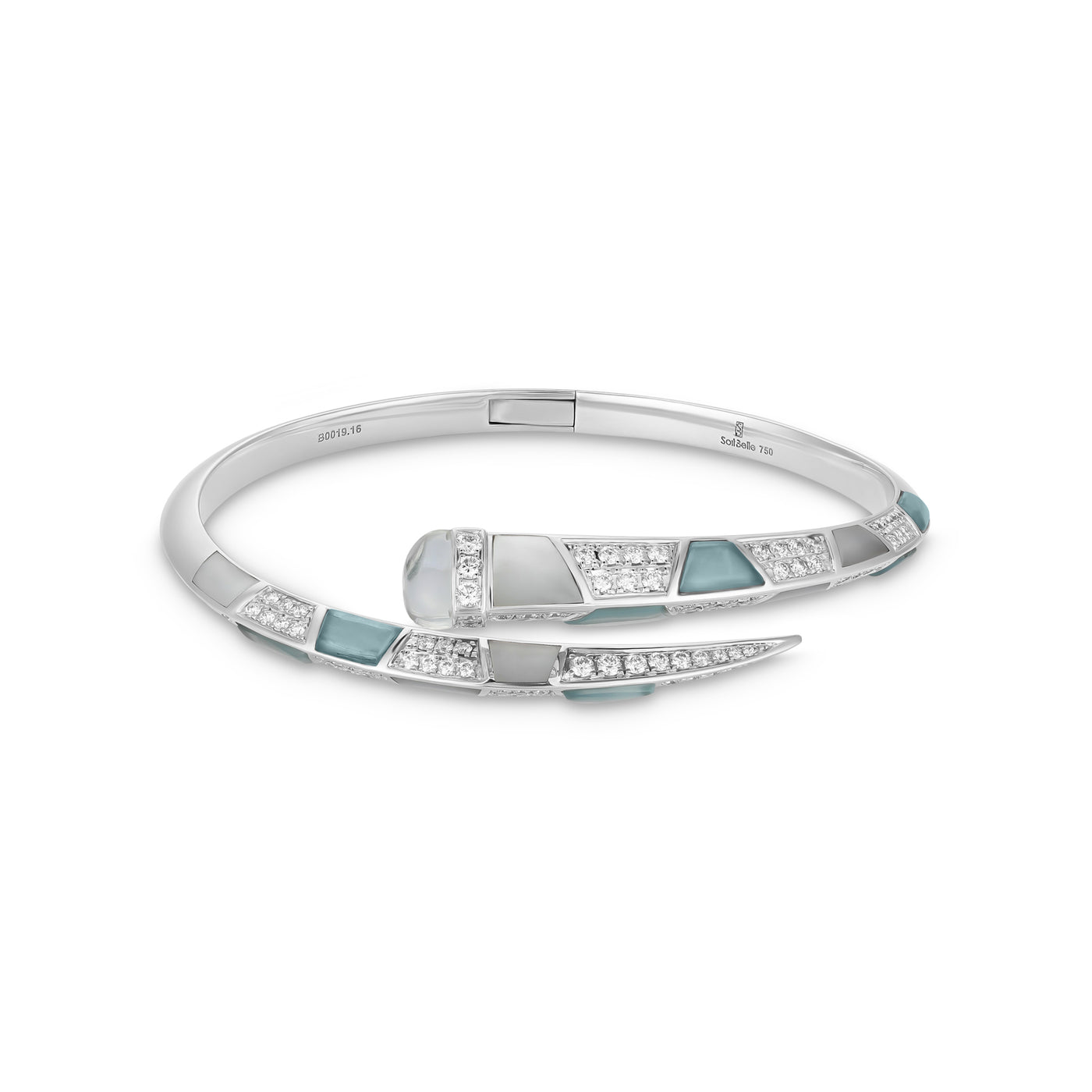 ARTISTRY White Gold Diamond Bangle With Natural Aquamarine