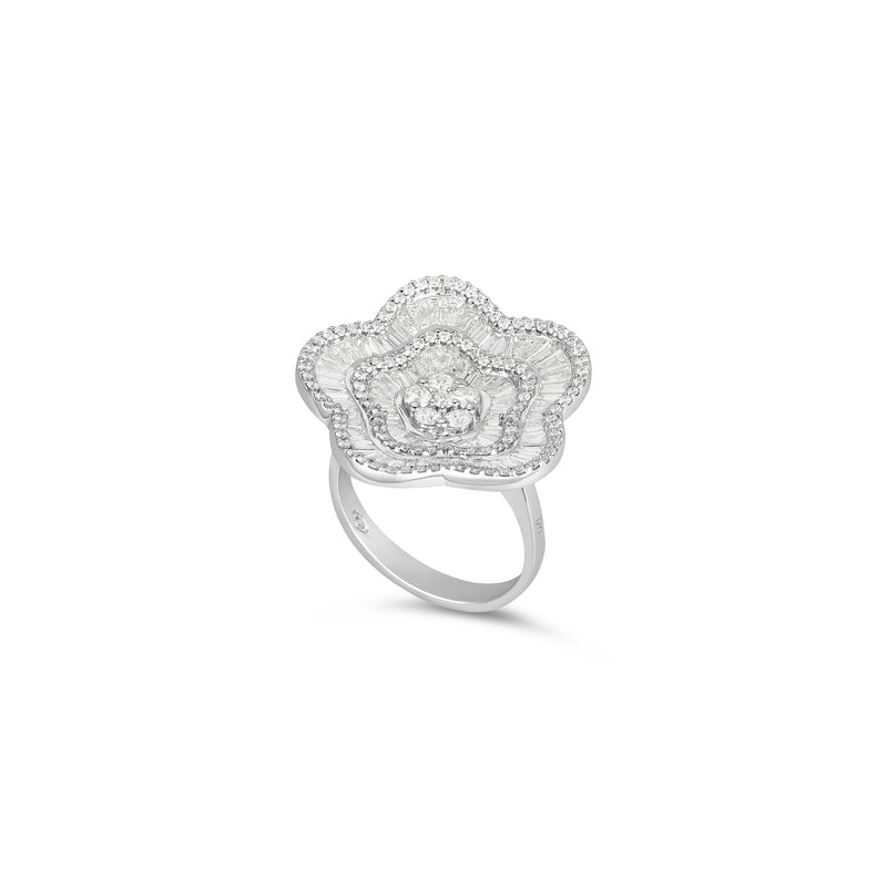 White Gold Flower Diamond Ring