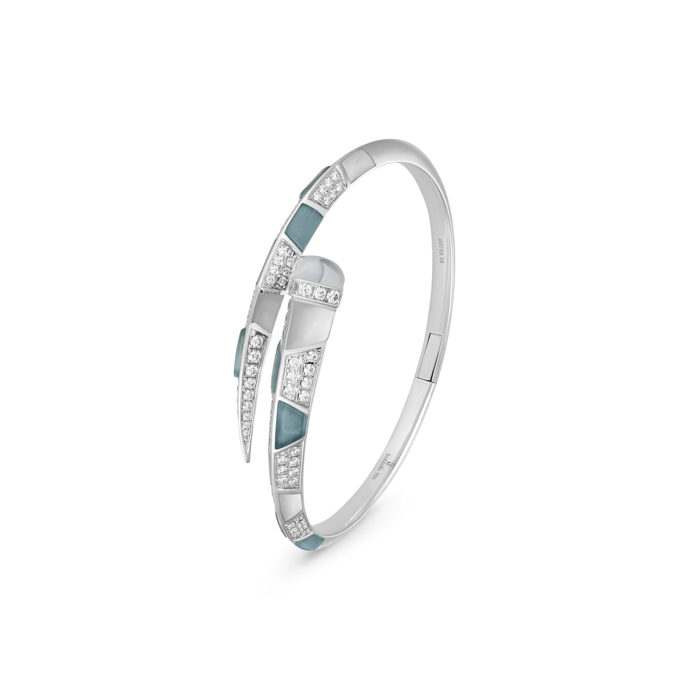 ARTISTRY White Gold Diamond Bangle With Natural Aquamarine