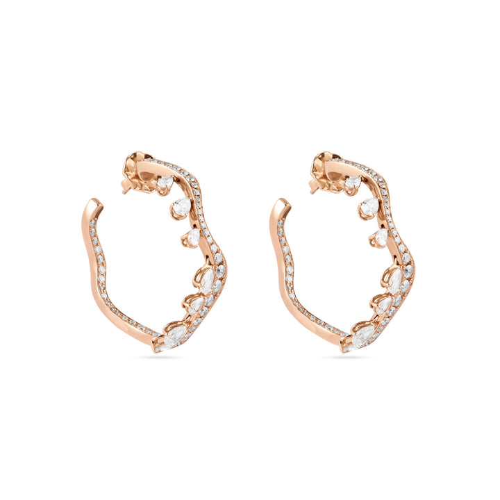 ETOILE Rose Gold Diamond Zig Zag Hoop Earring