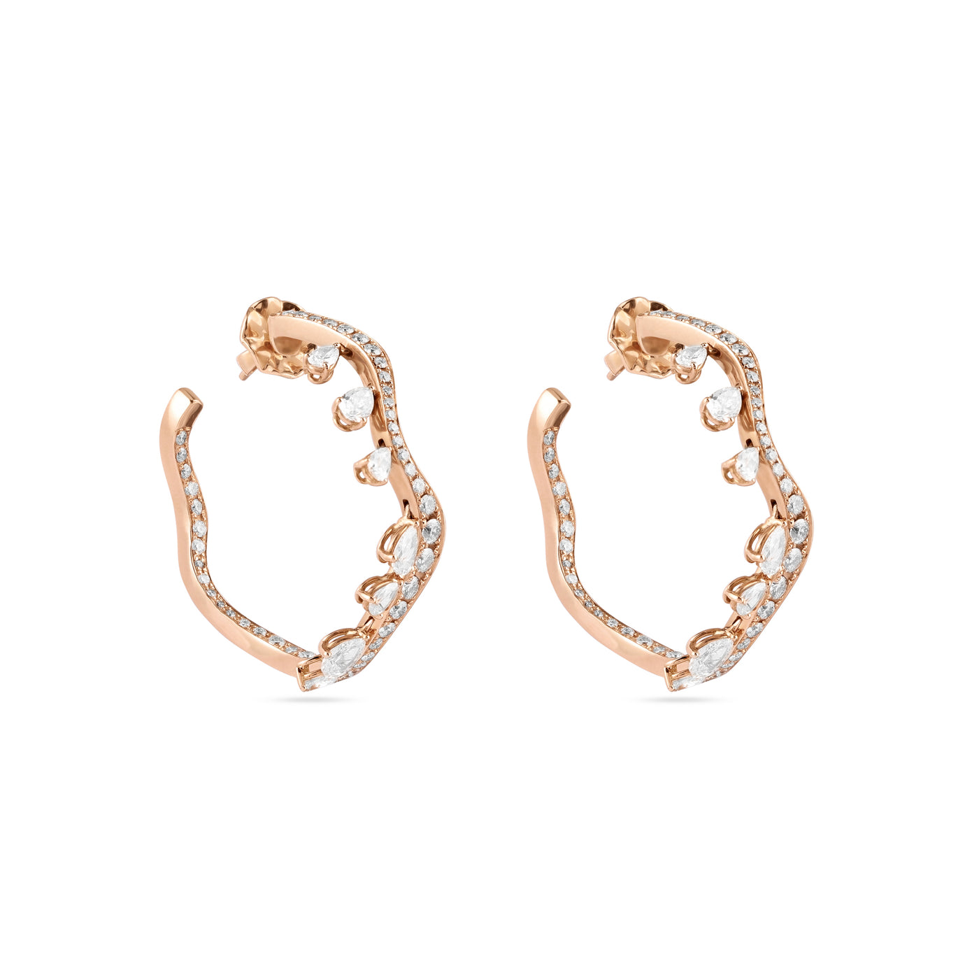 ETOILE Rose Gold Diamond Zig Zag Hoop Earring