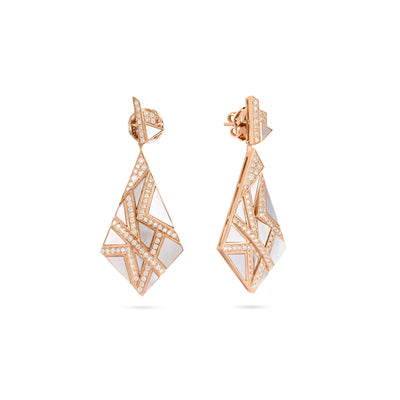 VISTA Rose Gold Diamond Earrings Pyramid With Mother Of Pearl