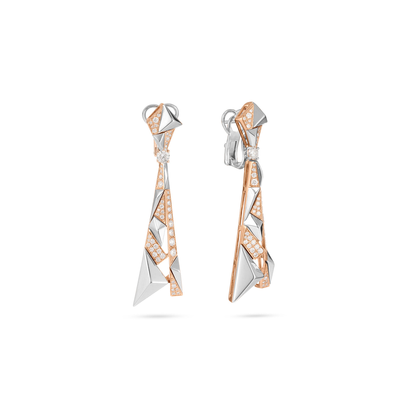 Rose And White Gold Diamond Earring