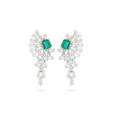 White Gold Diamond Emerald Earring