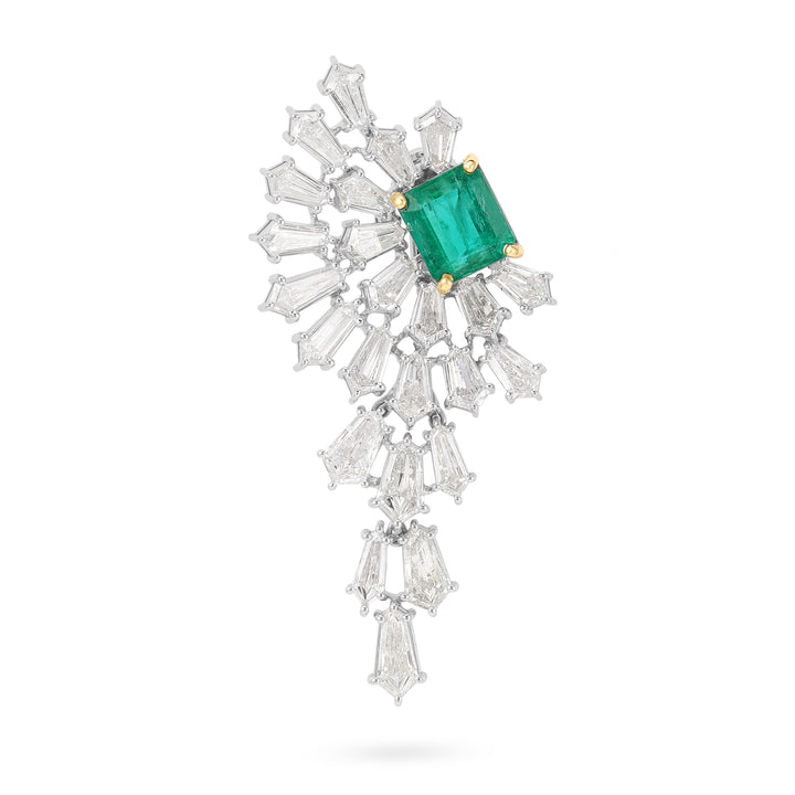 White Gold Diamond Emerald Earring