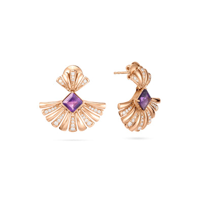 Soit Belle Rose Gold Diamond Earring With Natural Amethyst