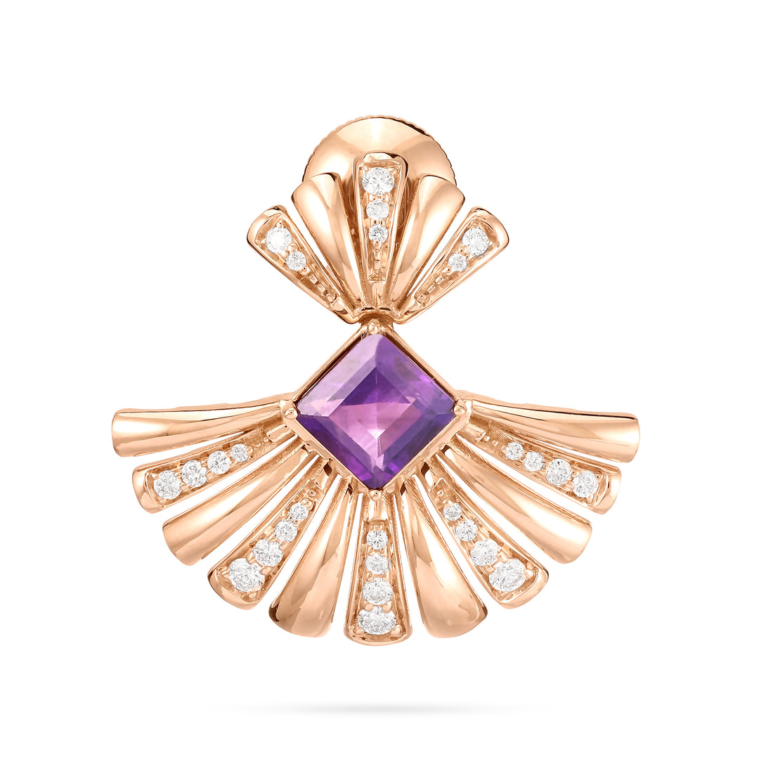 ETOILE Rose Gold Diamond Earring With Natural Amethyst