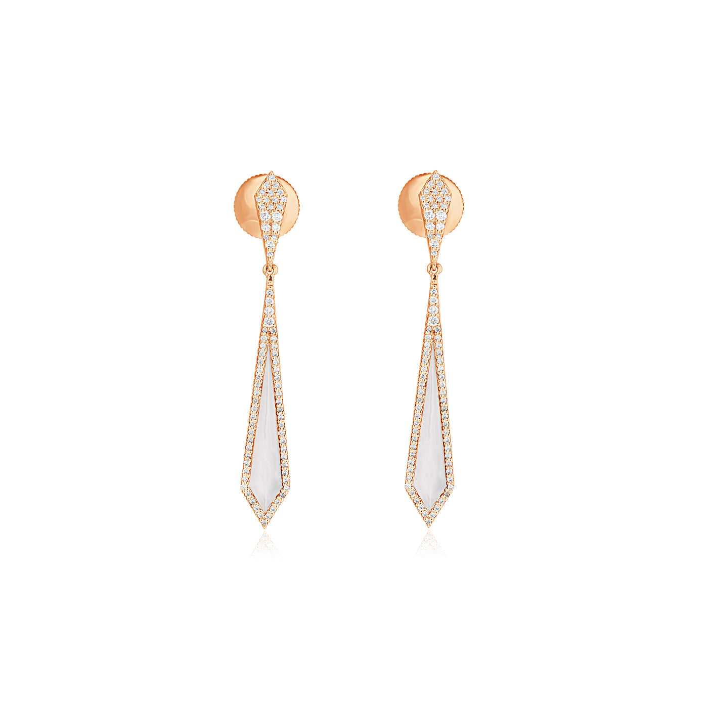 VISTA Rose Gold Pointed Mother Of Pearl Diamond Earring