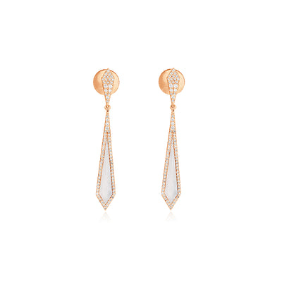 VISTA Rose Gold Pointed Mother Of Pearl Diamond Earring