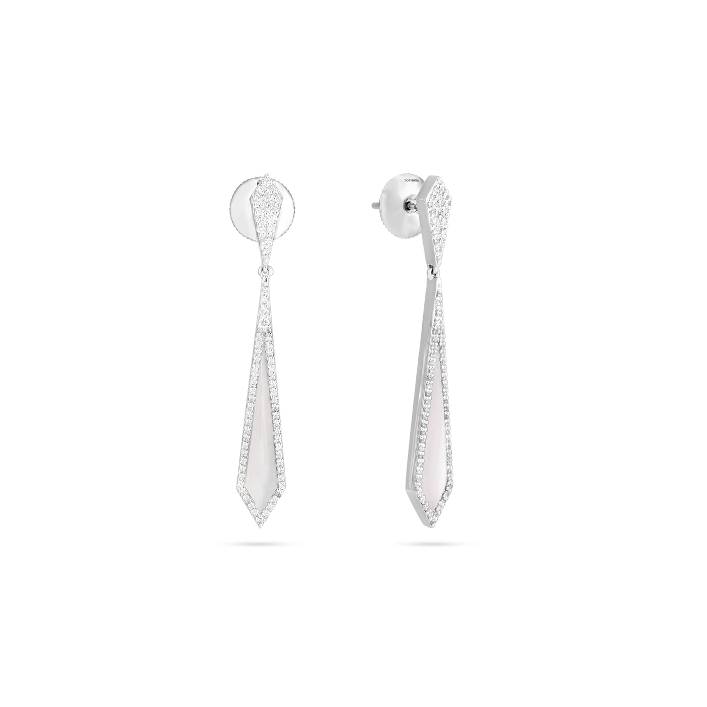 VISTA White Gold Pointed Mother Of Pearl Diamond Earring