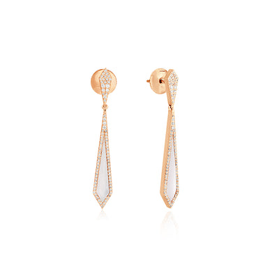 VISTA Rose Gold Pointed Mother Of Pearl Diamond Earring