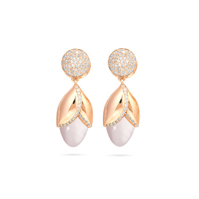 RONZA Rose Gold Diamond Earrings with Blue Chalcedony