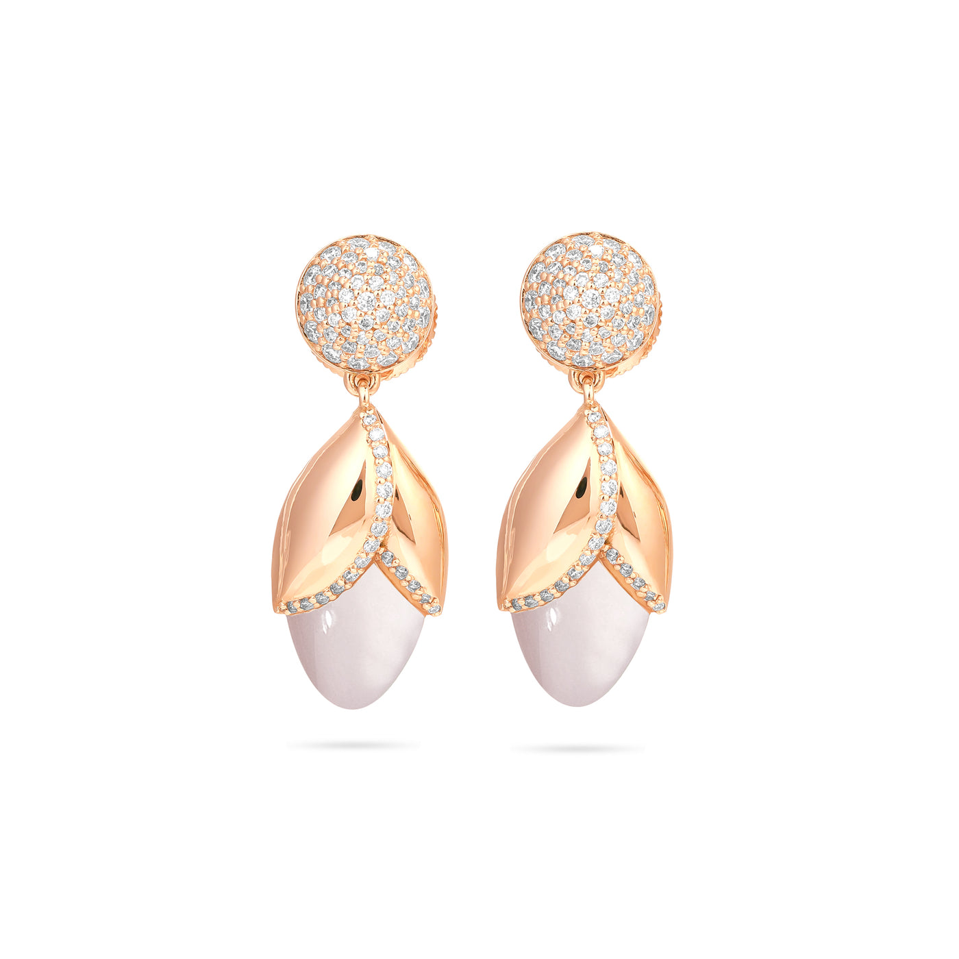 RONZA Rose Gold Diamond Earrings with Lemon Quartzite