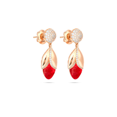 RONZA Rose Gold Diamond Earring with Cherry Quartz
